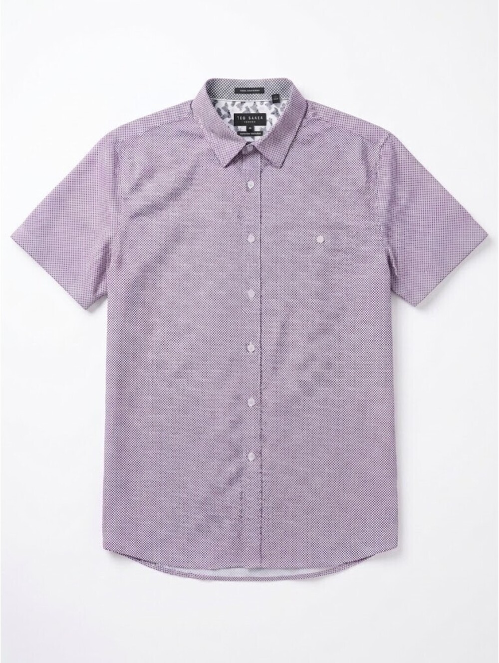 Old Money Ted Baker Men’s Size 6 XXL Purple Geo Cotton Short Sleeve Shirt